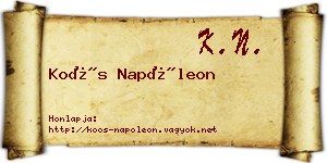 Koós Napóleon névjegykártya